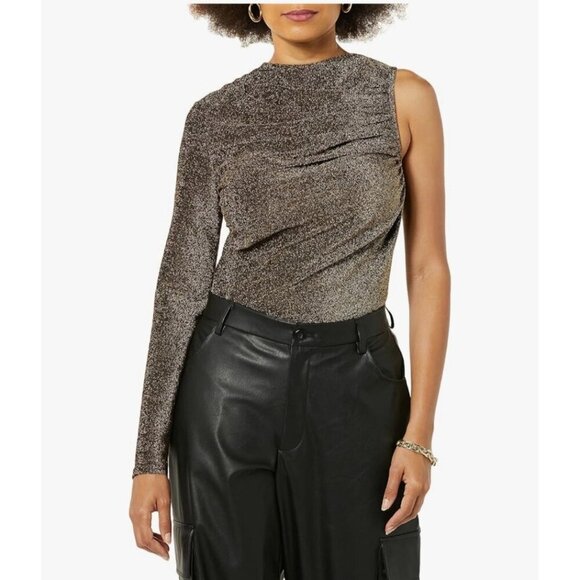 Terea Women's Emiliana One Shoulder Metallic Ruched Top size XS NWT - Picture 2 of 9